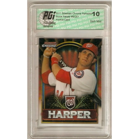 2005 Bowman Chrome Football Card - Bryce Harper 2011 Bowman Chrome Red Refractor Rookie Card PGI 10 Exclusive