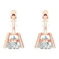thumbnail image 4 of 1 Ct Round Cut Drop Dangle White Sapphire 18K Rose Solid Solid Gold Everyday Dainty Earrings Lever Back, 4 of 7