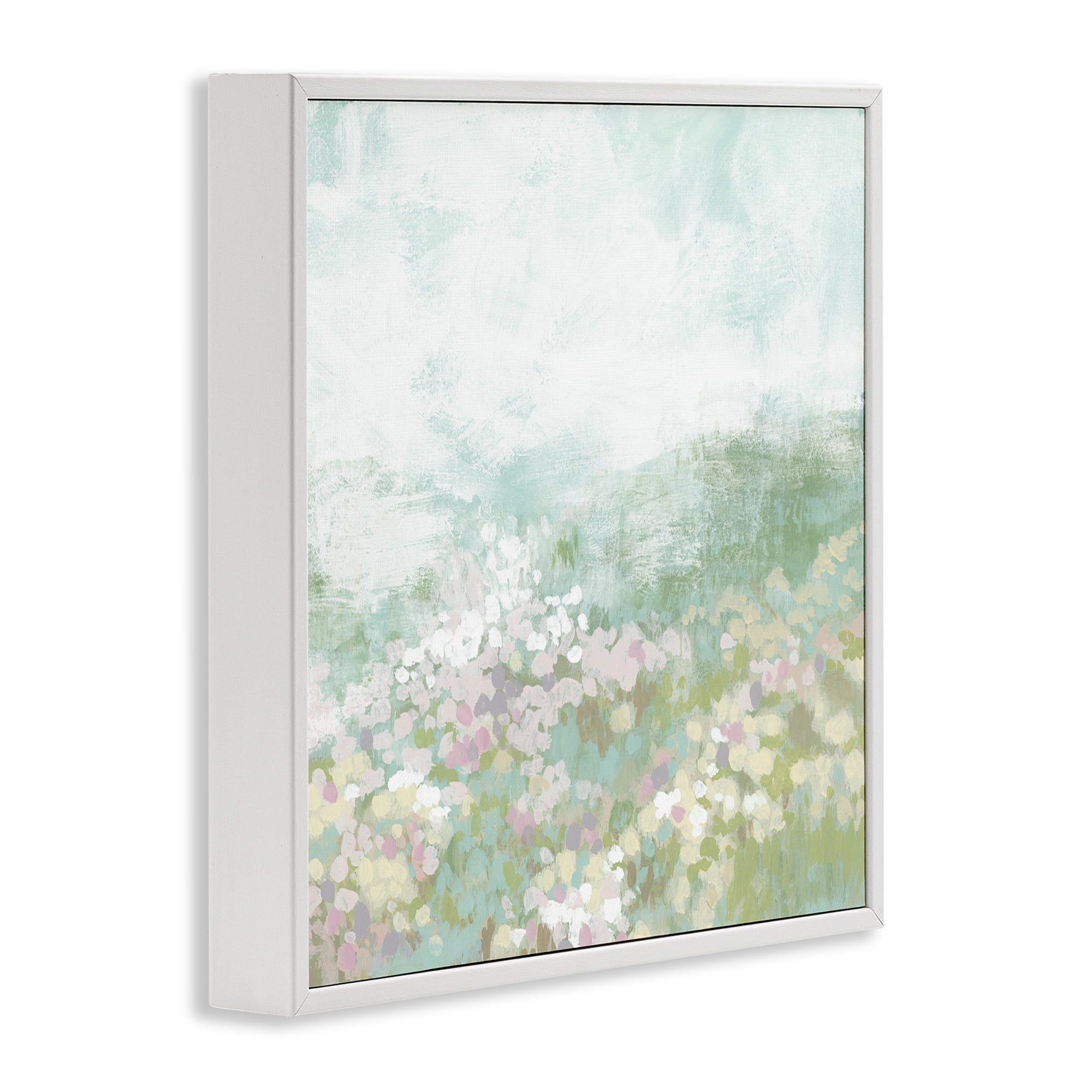 Stupell Industries Rural Meadow Impression Landscape Painting White Framed Art Print Wall Art, 12 x 12