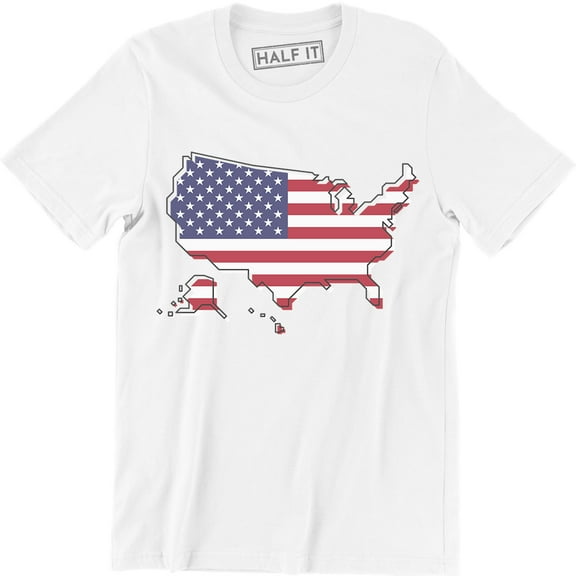American Flag USA Map USA Flag 4th of July Independent Day Men Tee