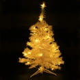 thumbnail image 3 of Wideskall 2 Feet Tabletop Artificial Mini White Christmas Pine Tree with 30 Warm White LED Lights & Ornaments, 3 of 6