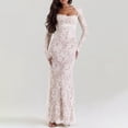 thumbnail image 6 of Jamsmile Women Dress Square Neck Tie Strap Sheer Lace Long Sleeve Maxi Dresses Crochet Shawl Elegant Evening Bodycon Dress, 6 of 9