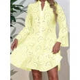 thumbnail image 3 of Women'S 2025 Lace Eyelet Embroidery Dress V-Neck Trumpet Sleeve Boho Flowy Swing Dress Yellow XL, 3 of 5