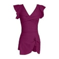thumbnail image 5 of One Piece Swimdress with Tummy Control, Ruffle Swimsuit for Women - V-Neck Tie Knot Bathing Suit Skirt, 5 of 6