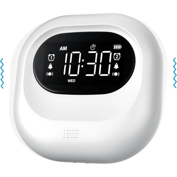 Vibrating Alarm Clock for Heavy Sleepers, Rechargeable Battery Operated Bed Shaker Under Pillow, Vibration Adjustable, Wireless,Dual Alarms,Backlight Travel Portable Digital Clock