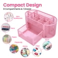 thumbnail image 2 of PHANCIR Mesh Desk Organizer, Pink Pen Holder with 8 Compartments & 1 Drawer Stationery Supplies Organizers  for Office, Home, 2 of 8