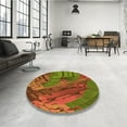 thumbnail image 3 of Ahgly Company Indoor Round Patterned Dark Yellow Green Area Rugs, 5' Round, 3 of 6