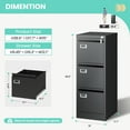thumbnail image 4 of STANI 3 Drawer Black File Cabinet with Lock,Metal Locking Filing Cabinets for Home Office, Vertical Filing Cabinet Organizer for Legal/A4 Office, 4 of 11