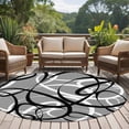 thumbnail image 5 of Round Rug 5ft Area Rug,Abstraction Distortion Lines Art Area Rugs for Living Room Bedroom,Black White Gray Floor Mat Non-Slip Non-Shedding Carpet Indoor Accent Rugs, 5 of 9