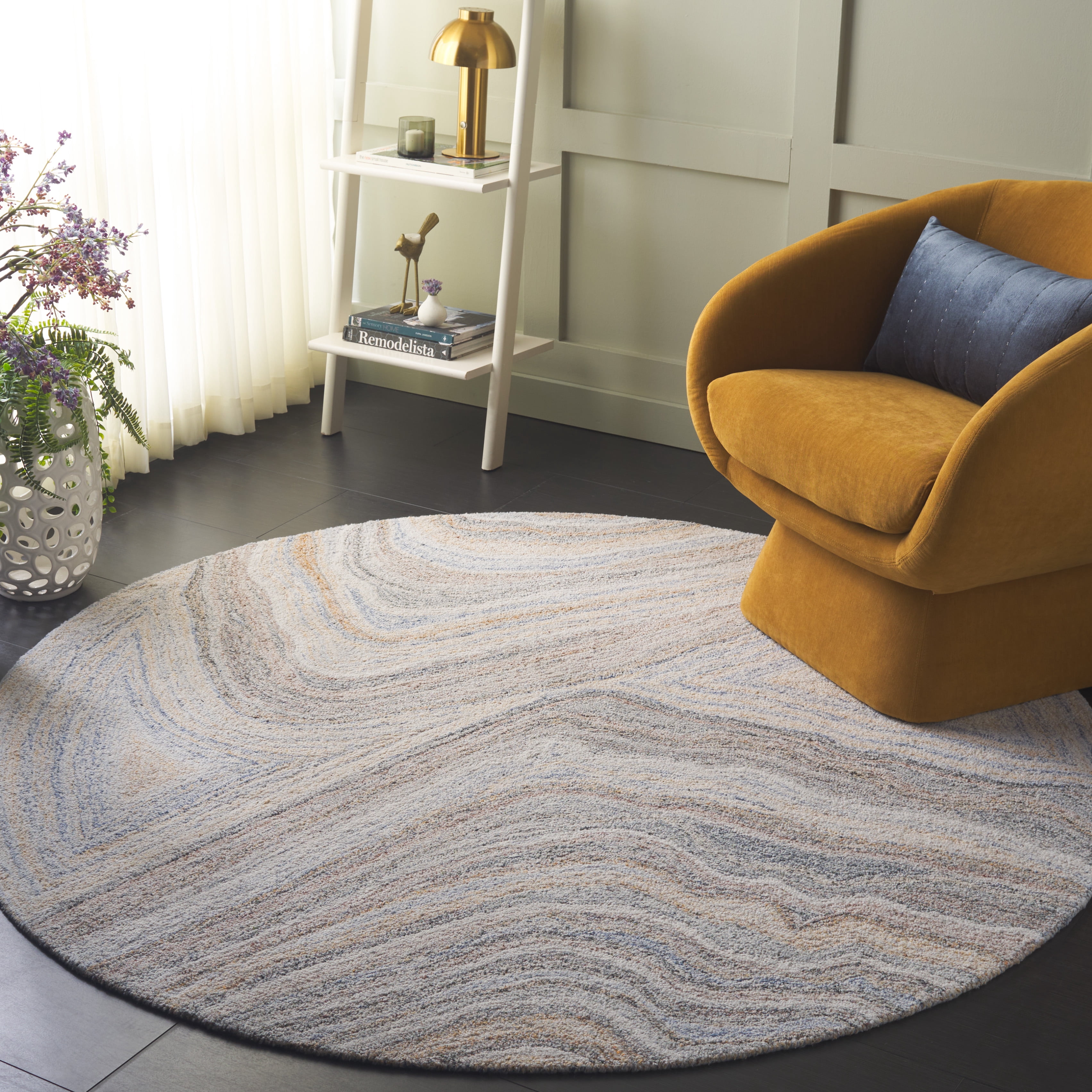 SAFAVIEH Renewal Rory Abstract Area Rug, Beige/Gray, 6' x 6' Round