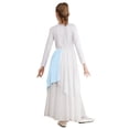 thumbnail image 4 of iiniim Long Sleeve Praise Dance Dress for Girls Metallic Liturgical Worship Asymmetrical Church Robe Tunic Light Blue 16, 4 of 7