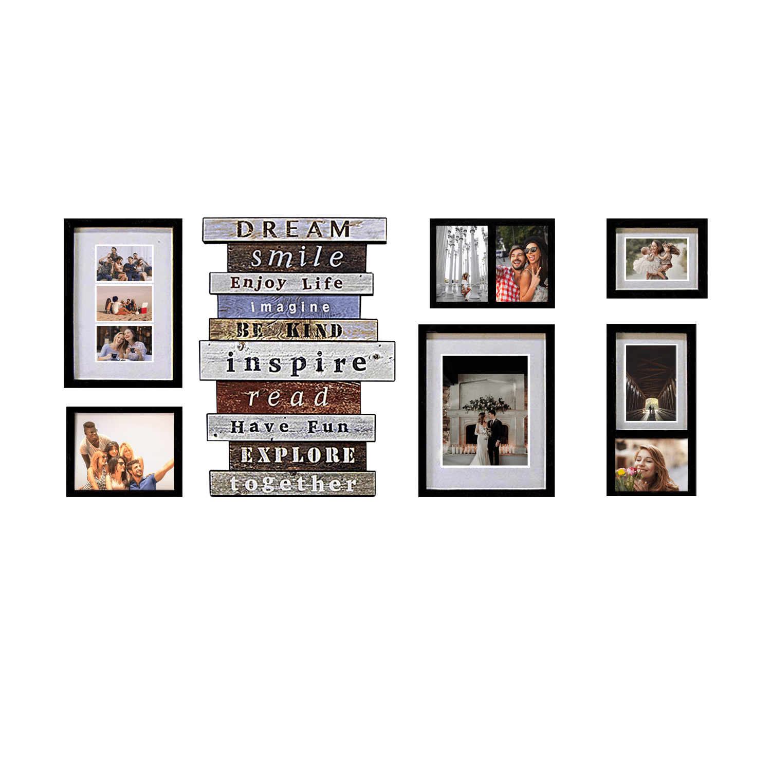 Elegant Photo Frame Complete Set With Decor Accessories | (6 Frame + 1 Accessory)