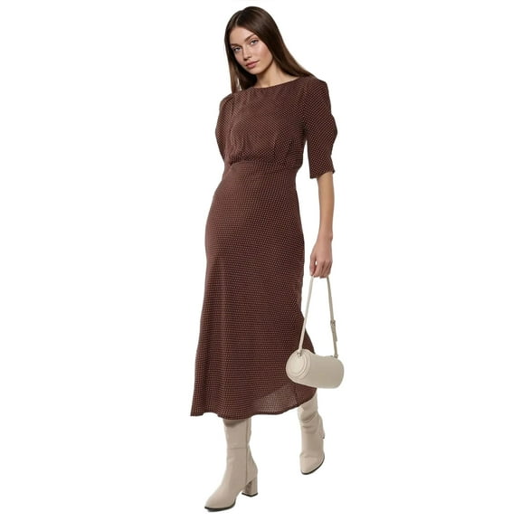 Dots Pattern Fitted Midi Dress