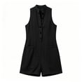 thumbnail image 5 of Tqcoqu Summer Rompers for Women,2026 Button Down Jumpsuit with Pockets,V Neck Sleeveless Mini Casual Jumpsuit,Black Women's S-XXXL, 5 of 5