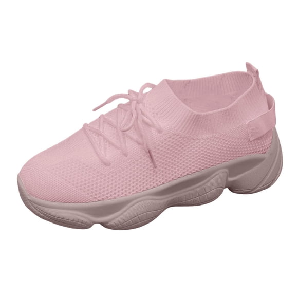 Fsqjgq Mesh Sneakers Women Lace Up Walking Shoes Thick Bottom Slip On Sneaker Outdoor Casual Hiking Shoe