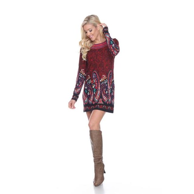 860-05 L Robe Pull Brodée Sandrine, Bordeaux - Large