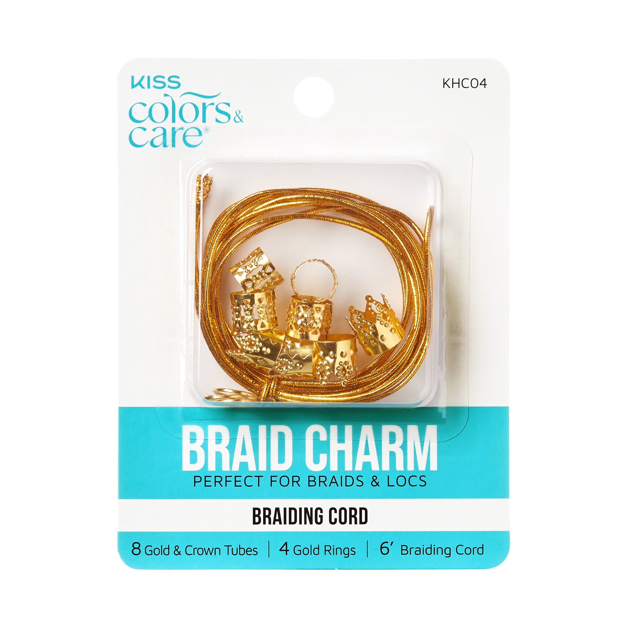 (2 pack) Kiss Colors & Care Reusable Metal Hair Styling Braid Charm Hair Accessory Set, Gold, 18 ct