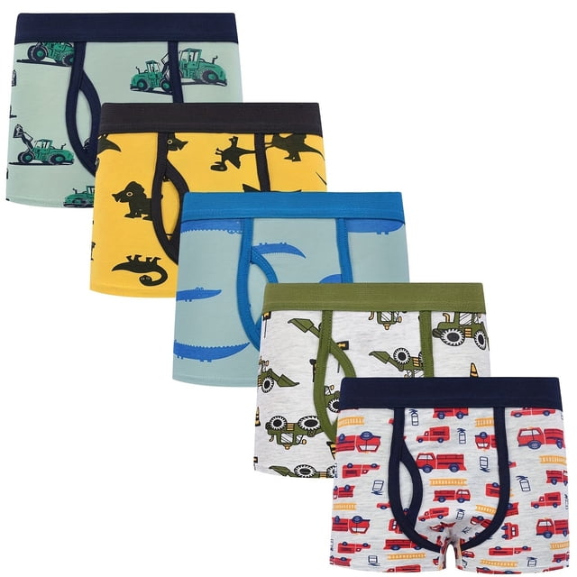 5pcs Boys Cute Cartoon Pattern Comfortable Cotton Boxers, Elastic Comfy Underwears