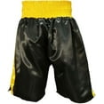 thumbnail image 3 of Fearless Classic Satin Pro-Style Boxing Trunks, Premium Lightweight Fight Shorts for Training, Sparring, and Gym Wear, Black/Gold, X-Large, 3 of 4