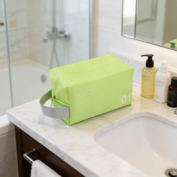 Bolsa de aseo impermeable con amplio almacenamiento, diseño ligero, cierre seguro y superficie de fácil limpieza para viajes y uso diario, disponible en múltiples colores.