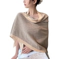 thumbnail image 1 of MAWCLOS Women Cozy Color Block Long Shawl Work Winter Warm Wraps Khaki 180*80cm, 1 of 3