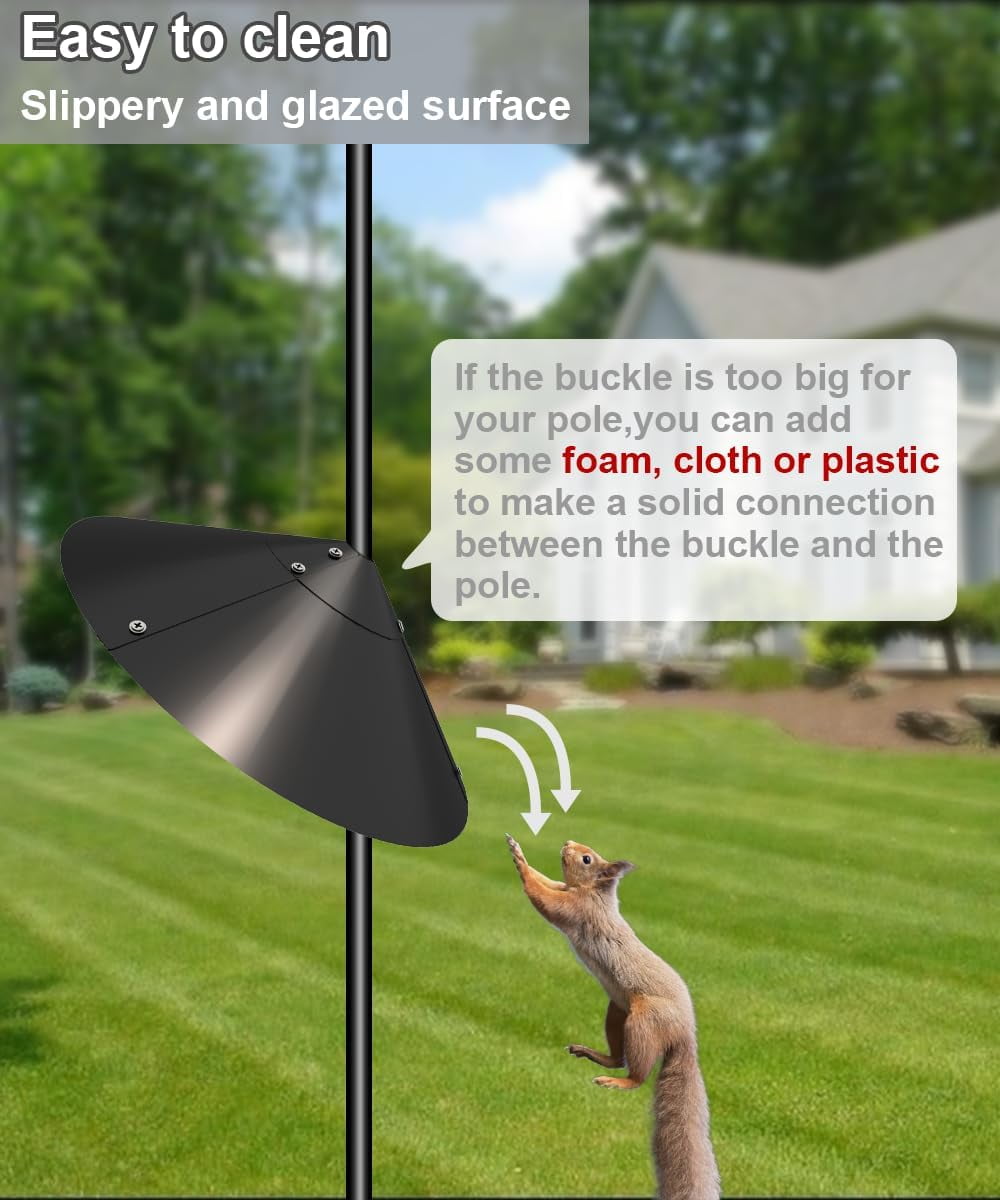 Metal Squirrel Baffle for Bird Feeder Pole, Outside Pole Mount Bird House Guard for Outdoor Shepherd’s Hook, 19 Inch, 1 Pack