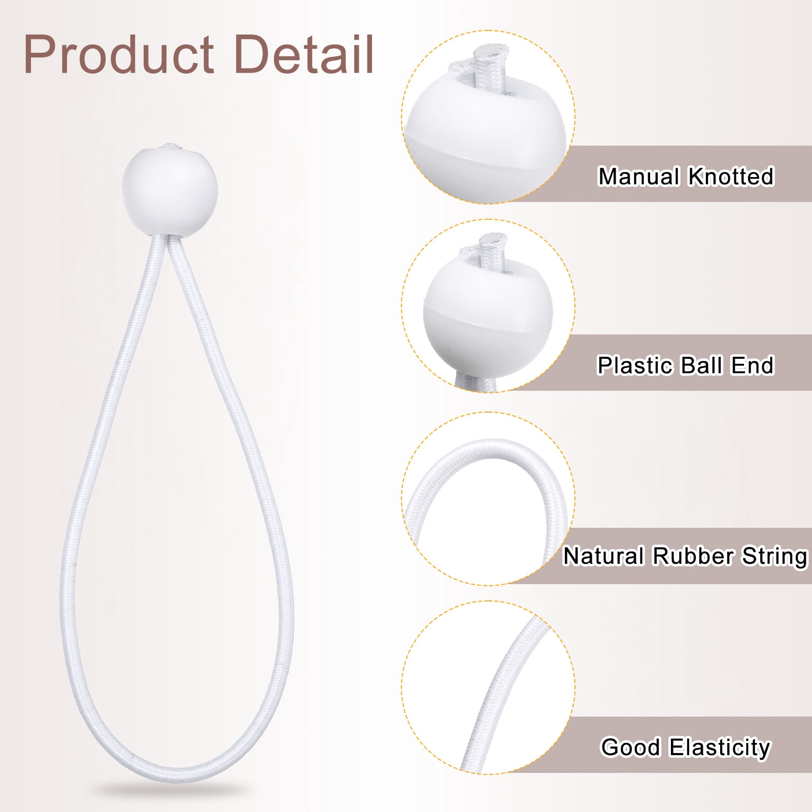 6 Inch Balls Bungee Cords, 60 Pcs Bungee Cords with Balls Elastic Tarp Tie Downs for Tents