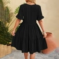 thumbnail image 4 of QHFBli Womens Lapel Button Front Summer Dresses Knee Length Flattering Loose Fitting Casual Dresses, 4 of 5