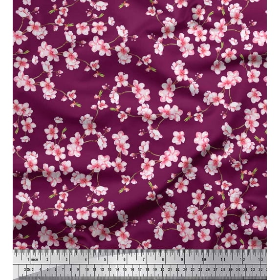 Soimoi Georgette Viscose Fabric Blossom Floral Printed Craft Fabric by The Yard 42 Inch Wide