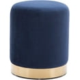thumbnail image 5 of DAGONHIL Modern Round Velvet Ottoman,Upholstered Make-up Short Stools with Gold Plating Base,Foot Stool for Living Room,Pack of 1,Blue, 5 of 13
