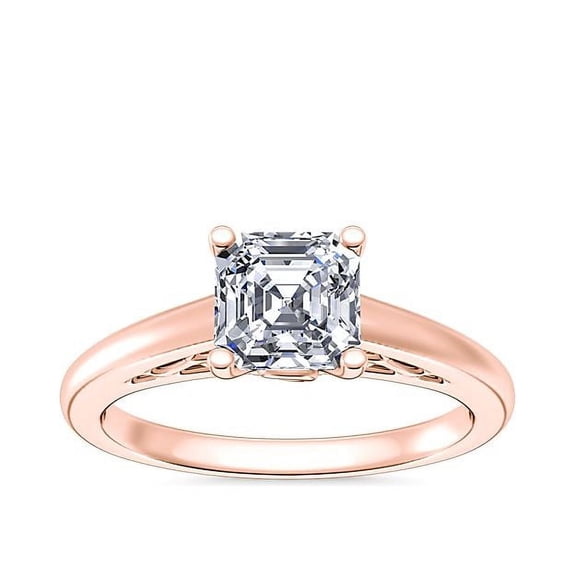 2.00 Ct Asscher Cut Moissanite (D/VVS1) Sparkle Engagement Ring for Ladies Solid 18K Rose Gold Size 3.5 by Diamond-Capitals