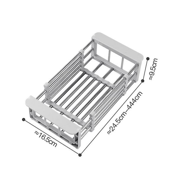 Escurridor de platos ajustable, fregadero de acero inoxidable, escurridor de platos, escurridor de frutas y verduras, vajilla de cocina, escurridor, estante de almacenamiento