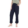 thumbnail image 2 of Pantalones de pijama de mujer de color liso, elásticos, con cintura elástica y efecto adelgazante - Ropa informal para casa con tejido arrugado y puños ajustables con cordón, 2 of 6