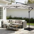 thumbnail image 4 of FUNDAZE 8x8ft Hanging Cantilever Patio Umbrella with Base, Square Outdoor Sun Shade with Crank & Tilt for Garden, Backyard, Deck,Off-white, 4 of 10