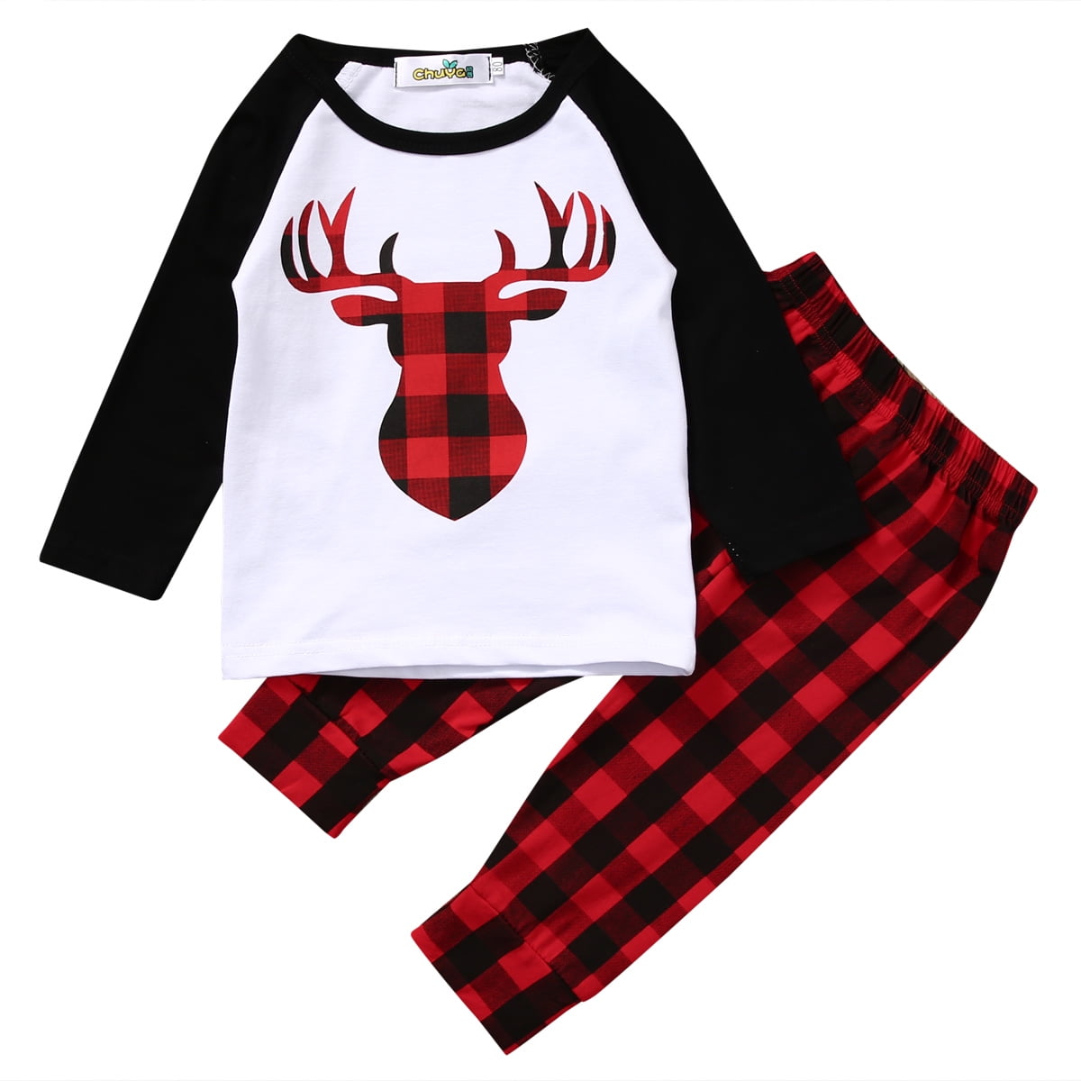 Christmas Toddler Baby Boy Girl Xmas Deer T-Shirt Tops Long Pants Outfit Clothes