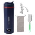 thumbnail image 1 of Hervidor eléctrico portátil compacto de diseño azul, 520 ml, 4 configuraciones de temperatura, apagado automático, protección contra ebullición en seco, enchufe estadounidense de 120 V, 1 of 8