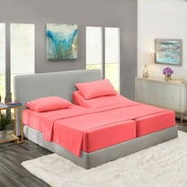 Clara Clark Split King Size Bed Sheets Set for Adjustable Beds - Deep Pocket 5 Piece - 1800 Hotel Luxury Soft Double Brushed Microfiber, Coral Pink