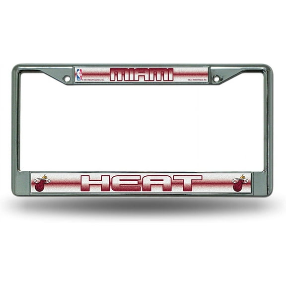 Miami Basketball Heat Standard Size Chrome License Plate Frame - It Sparkles! - Let's Go!