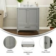 thumbnail image 4 of BizChair 30 Inch Bathroom Vanity with Sink, Storage Cabinet with Soft Close Doors and Bottom Drawer, Carrara Marble Finish Countertop, Gray, 4 of 12