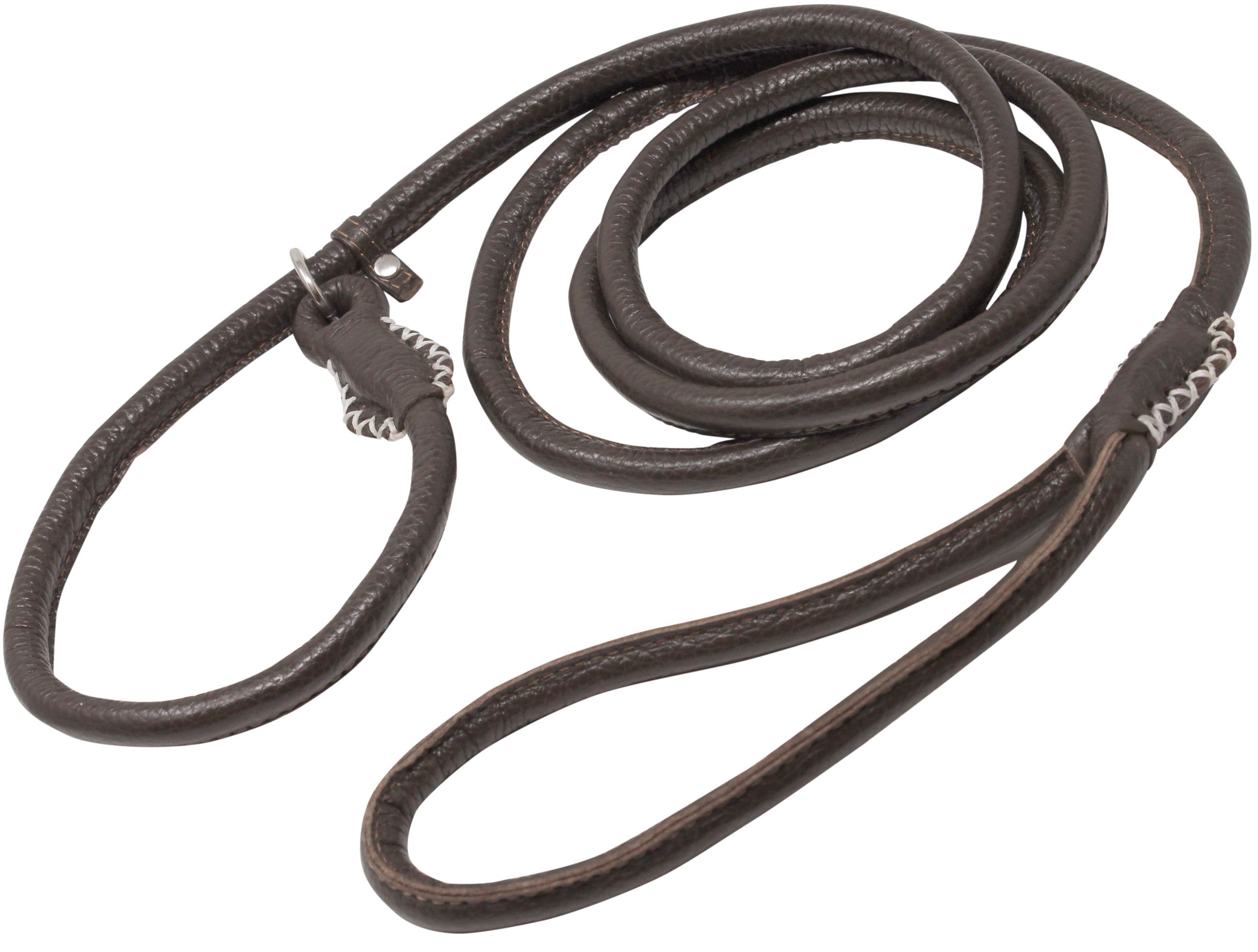 Genuine Rolled Leather Slip Dog Leash and Adjustable Choke Collar