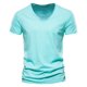 thumbnail image 1 of Camiseta 100% de algodón para hombre, camisetas con cuello en V de diseño a la moda, camisetas sólidas ajustadas, camisetas para hombre, camisetas de manga corta para hombre, 1 of 5