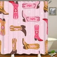 thumbnail image 3 of 4PCS Cowgirl Shower Curtain Sets with Rugs, Western Shower Curtain, Waterproof Fabric Pink Shower Curtain, Hot Pink Cowboy Boots Star Aesthetic Groovy Funky Preppy Teen Girls Bathroom Decor, 3 of 7