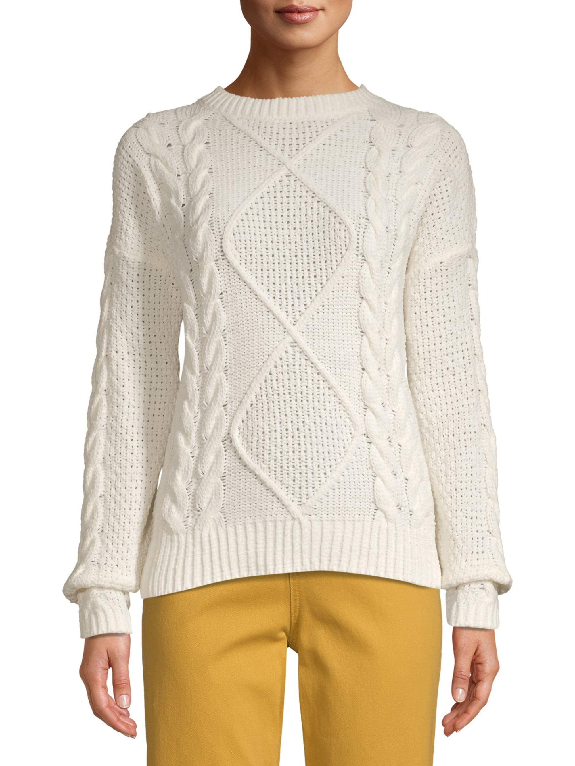 cable knit chenille sweater