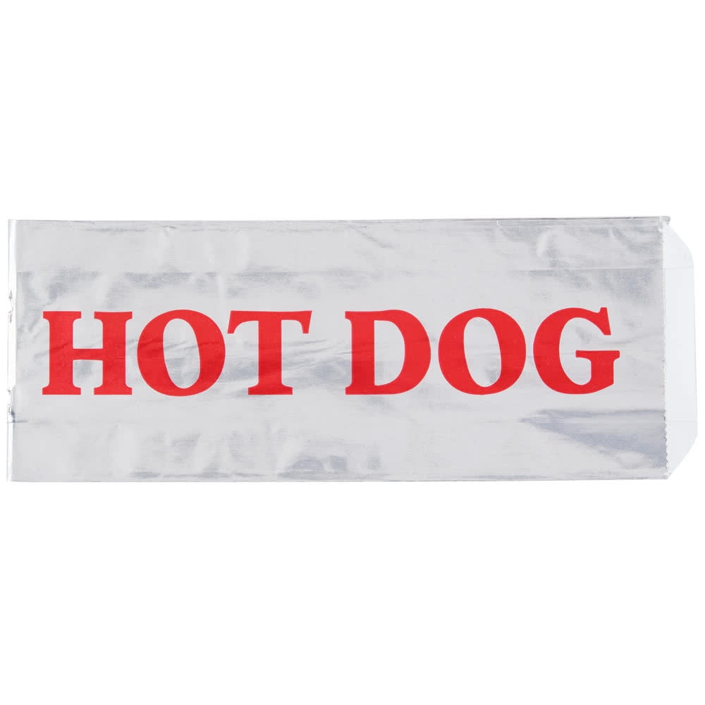 Tabletop king 3 1 2" x 1 1 2" x 9" Printed Foil Hot Dog Bag 1000 Case by