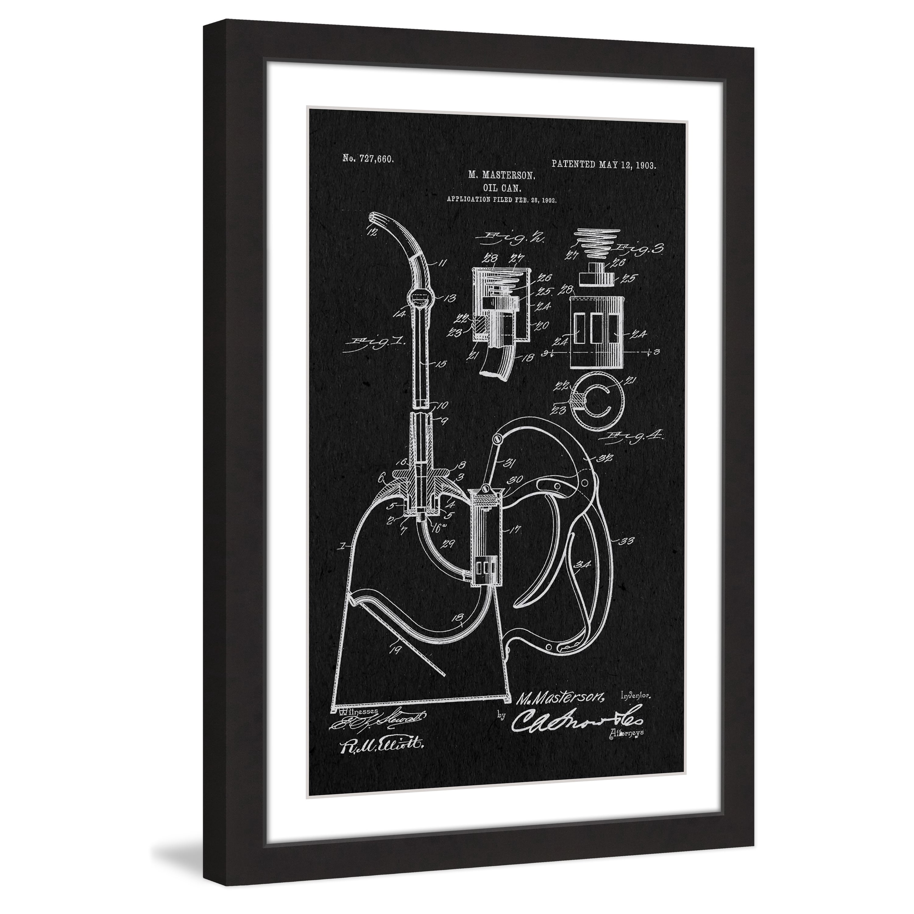 "Oil Can 1903 Black Paper" Framed Painting Print