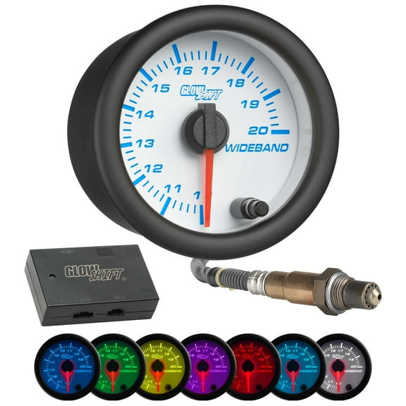 GlowShift | White 7 Color Series Wideband Gauge for Cars and Trucks