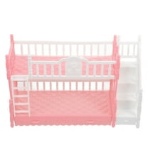TEHAUX Bunk Bed with Stair Mini House Furniture for Dolls and Collectors in Realistic Style 1Set