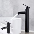 thumbnail image 4 of Grifo negro mate, grifo mezclador para lavabo de baño de cobre, grifo de lavabo de agua fría y caliente mate, diseño elegante y retro, grifo de palanca de un solo orificio, lavabo duradero, 4 of 5