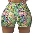thumbnail image 2 of Daiia Watercolor Blooming Cactus Pattern Women's Workout Shorts Biker Shorts - High Waisted Workout Spandex Tummy Control Gym Running Yoga Shorts-X-Large, 2 of 8