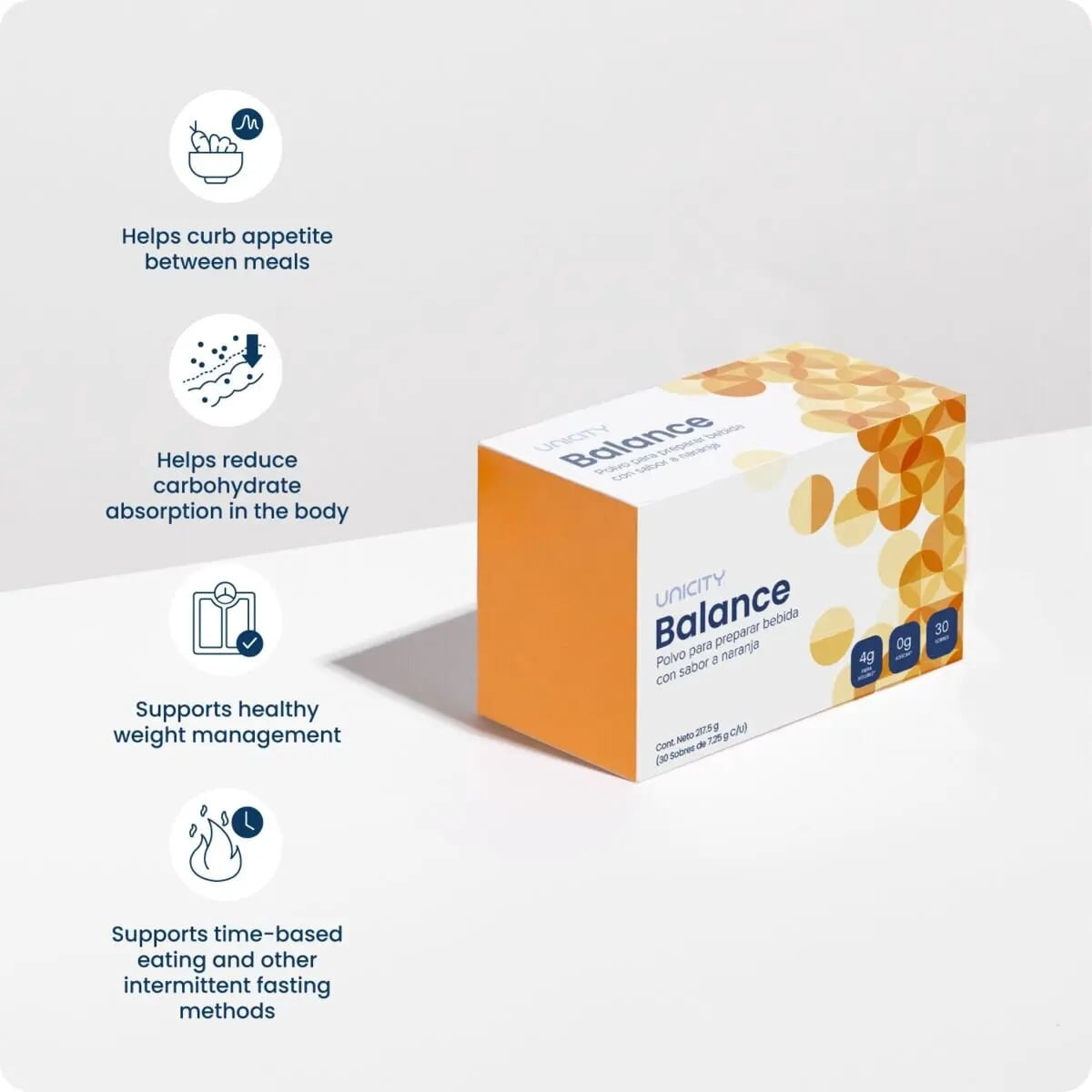 Unicity Balance Orange – 1 Box (30 Packets) | Orange Fiber Drink Mix